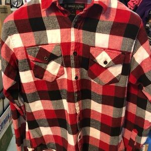 Men's Red and Black Plaid Casual Button Down Shirt